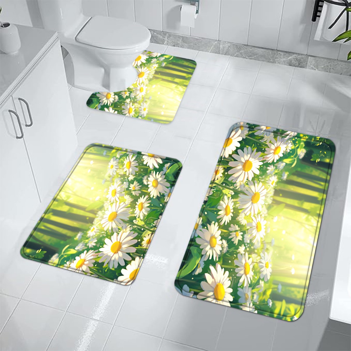Home Made Bathroom Vanity - Комплект ковриков для ванной Daisy Floral: