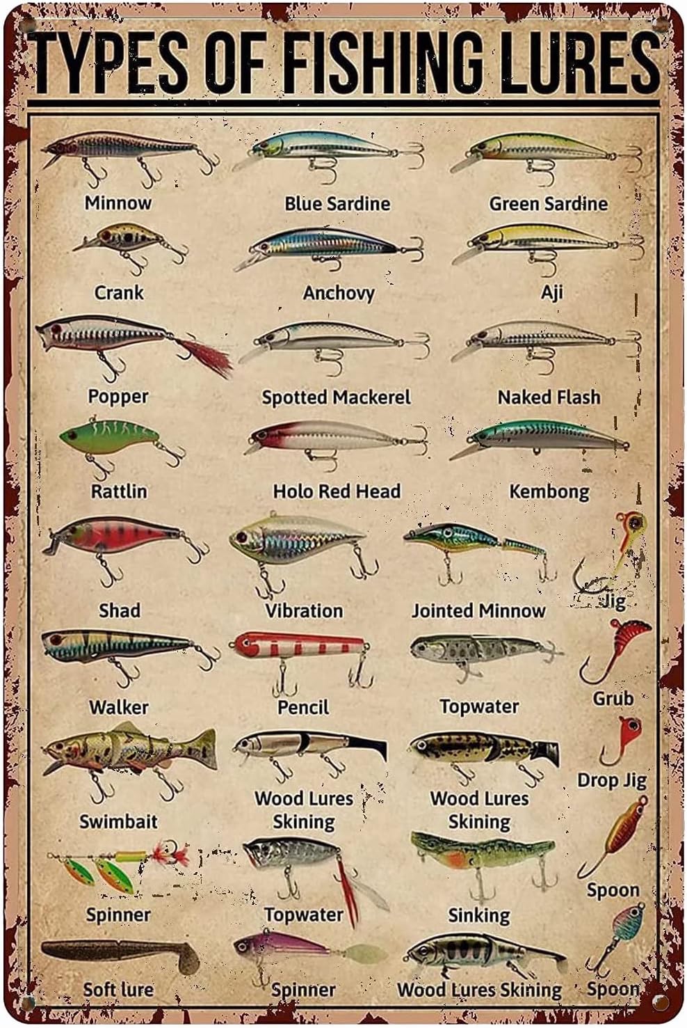 Home Bathroom Sign - 1d,TYPES OF FISHING LURES Знания Винтажная
