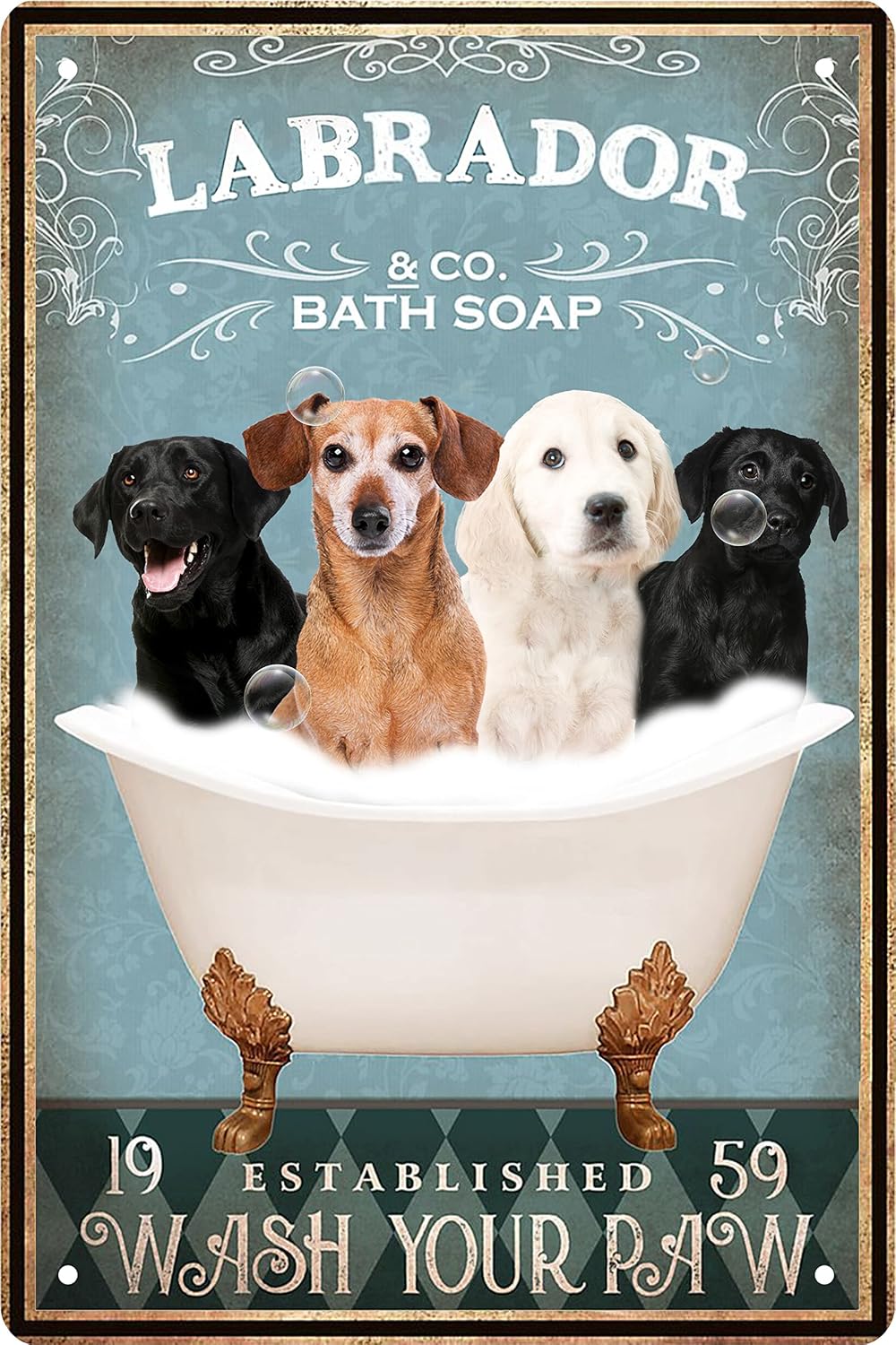 Home Bathroom Sign - Забавный декор с изображением лабрадора, винтажная