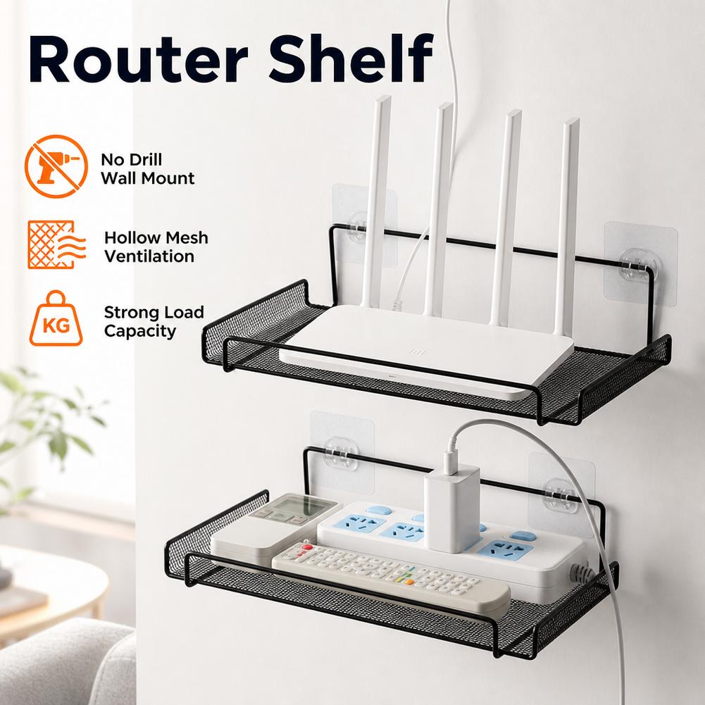 Home Bathroom Organizer - Настенная полка для роутера из нержавеющей