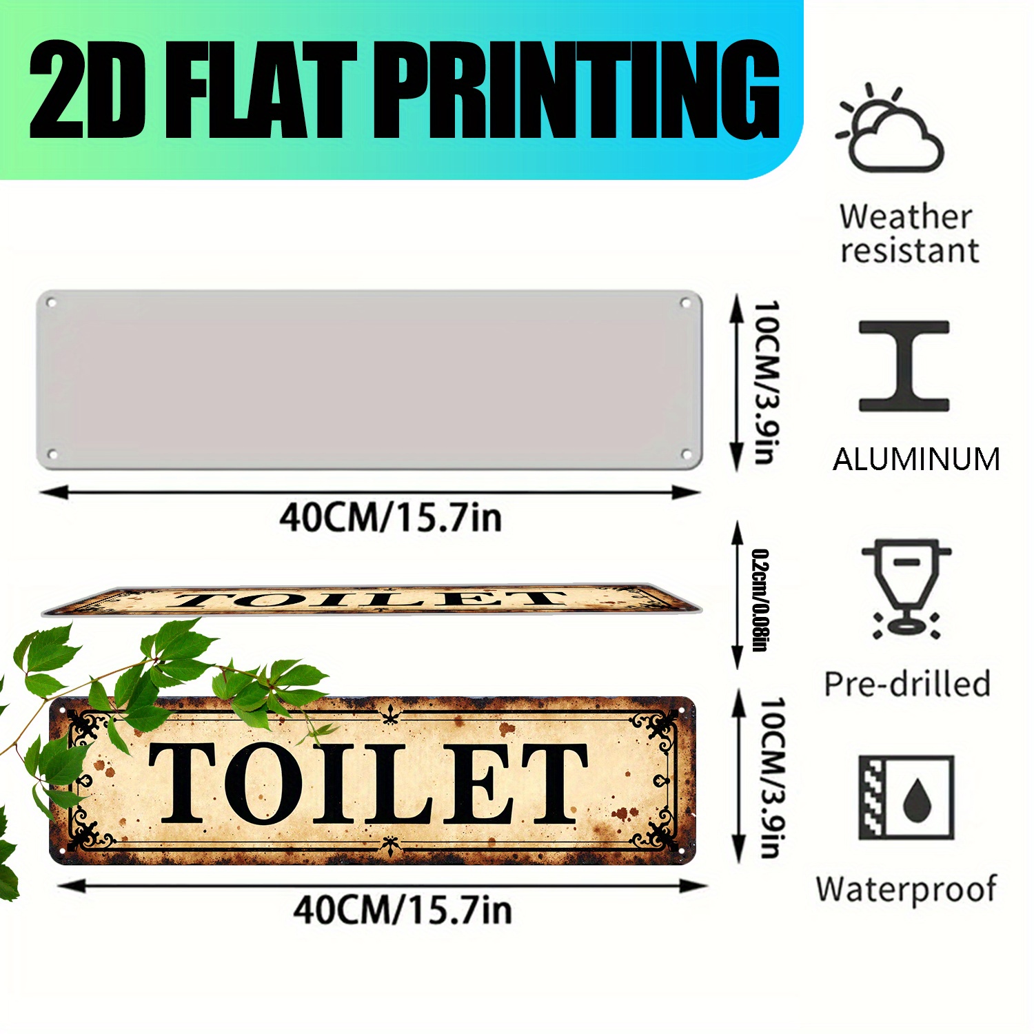 2D плоская винтажная алюминиев – обзор и цена Home Bathroom Sign